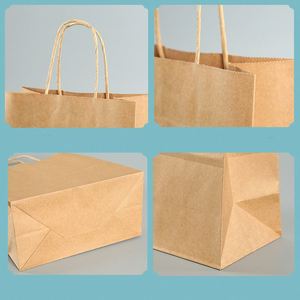 Bolsa de Papel Kraft Marrón Ecológica al por Mayor, Acepta Impresión Personalizada, Bolsa de Regalo, Bolsa para Llevar Comida Rápida de Supermercado, con Asa - Product Image 3