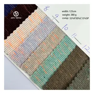 380gsm winter customized design high-grade 55% polyester 30% cotton 15% spandex 2 * 2 Color dot elastic knitted rib fabric women