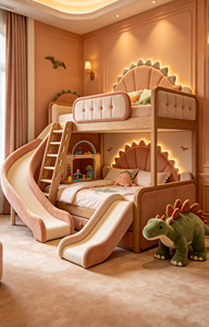 Cama Infantil con Forma <span class=keywords><strong>de</strong></span> Unicornio Estilo Crema Francés, <span class=keywords><strong>Literas</strong></span> Personalizadas con Temática <span class=keywords><strong>de</strong></span> Dibujos Animados y Tobogán para Alojamientos, Camas Superiores e Inferiores - Product Image 4