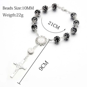 Commercio all'ingrosso di lusso <span class=keywords><strong>argento</strong></span> <span class=keywords><strong>rosario</strong></span> braccialetto di vetro perle di perle in <span class=keywords><strong>argento</strong></span> strass italiano cattolico religioso sublimazione per la preghiera - Product Image 2