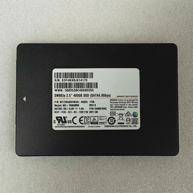 SM863A 480G SATA SSD MZ7KM480HMHQ-00005 Solid State Drive
