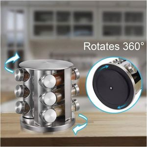 Tree Shape Stainless Steel Eco-Friendly Seasoning Holder Kitchen <b>Spice</b> Display Rack Revolving <b>Spice</b> <b>Jars</b> Funny Salt Pepper - Product Image 4