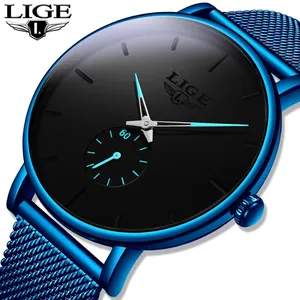 男士腕表reloj LIGE 9915手表简约运动男士手表防水超薄钢带手表石英钟Herrenuhr Reloj