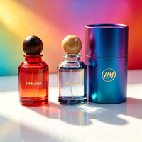 Vente en gros de flacons de parfum cylindriques modernes de 100 ml en verre, personnalisables avec un couvercle en bois, impression à l'écran, diffuseur prêt à l'emploi, rechargeable, cadeau