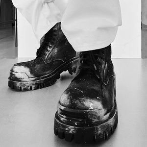 Luxury High-Quality Fashion <b>Boots</b> Vintage Distressed Splash-Ink <b>Platform</b> Work <b>Boots</b> Avant-Garde Designer Dark Style Casual Shoes - Product Image 3
