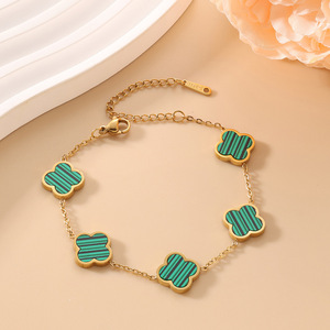 Bracelet en or 18 carats plaqué trèfle à quatre feuilles, couleur fritillaire, bijoux pour femmes, vente en gros d'usine - Product Image 5