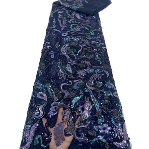 Đầy Màu sắc đính cườm thêu ren pháp Tulle sequin ren vải cho dịp đặc biệt - Product Image 1