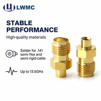 Conector RF SMA Hembra 1.30 Max Chapado en Oro para Soldar en Cables Semirrígidos y Semiflexibles de .141 hasta 13. 5GHr