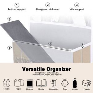 Bolsas de Almacenamiento de Tela Plegables de Tres Piezas Color Beige, Organizador de Artículos Diversos No Tejidos para Armario y Sala de Estar - Product Image 5