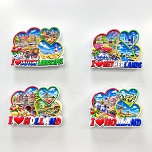 Aimant de réfrigérateur sur le thème des monuments néerlandais : Moulin à vent d'<span class=keywords><strong>Amsterdam</strong></span>, Tulipe, Hollande. Souvenir de voyage, cadeau, design personnalisé pour les boutiques touristiques. - Product Image 2