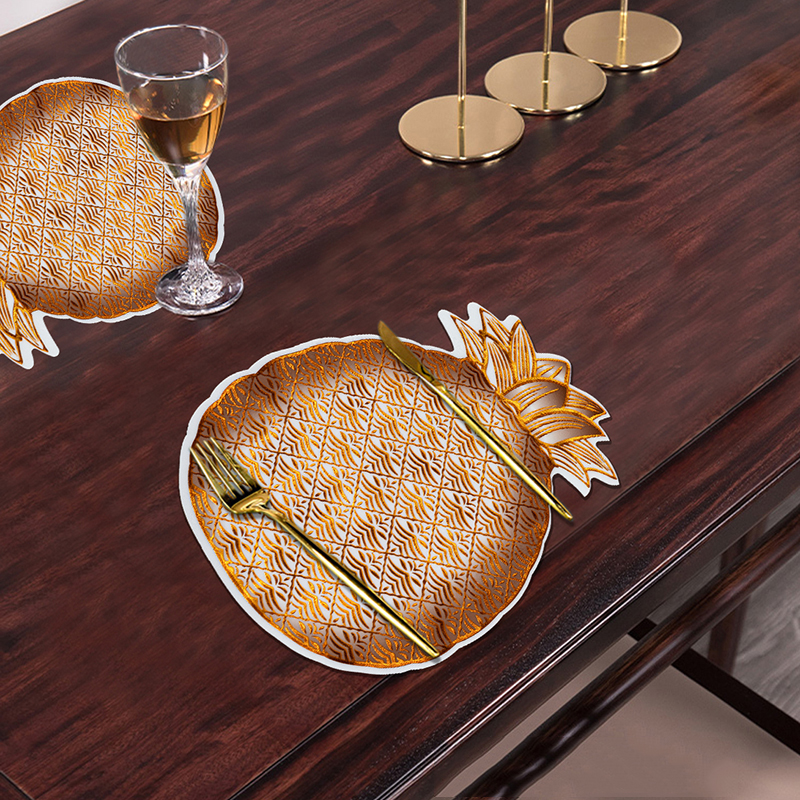 Rose Gold Flower Shape Irregular Eco PVC Placemats For Dinning Table