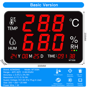 <span class=keywords><strong>New</strong></span> treo tường Màn hình LED hiển thị kỹ thuật số Nhiệt kế ẩm kế nhiệt độ độ ẩm <span class=keywords><strong>Meter</strong></span> với đồng hồ báo thức USB - Product Image 2