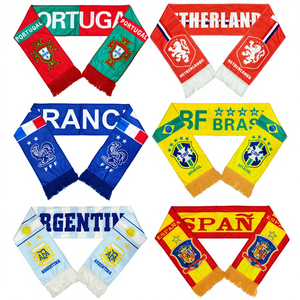 26 écharpes de football en velours de coton pour les équipes nationales du Brésil, de la France, de l'Espagne, de l'Argentine et du Portugal - Décorations et souvenirs - Product Image 1