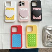 Coque de téléphone miroir à ventouse cœur bicolore pour iPhone 16 Pro Max, iPhone 17, iPhone 13/14