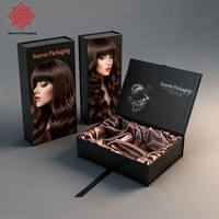 Baoren Prix de gros Boîte cadeau noire personnalisée avec logo pour emballage de perruques, sacs de luxe pour perruques de cheveux humains