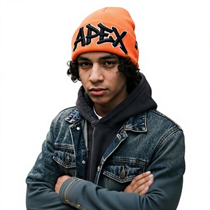 Gorro de Punto Naranja para Hombre, Gorro de Invierno con Puño, Unisex, Estilo Urbano, Gorro con Diseño de Calavera, Logotipo Personalizado, Accesorio de Moda al por Mayor - Product Image 1