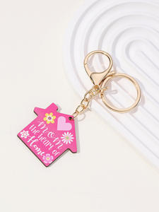 Portachiavi in Legno Rosa MAMA Super MOM per la Festa della Mamma, Design con Girasole e Casa, Confezione Regalo, Miglior Regalo per la Mamma - Product Image 5