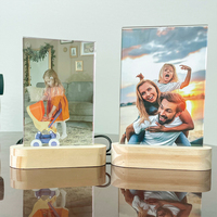 Style Bois Acrylique base en bois Cadre Photo Lumière Led Affichage Photo Stand Holder Instax Mini Frame