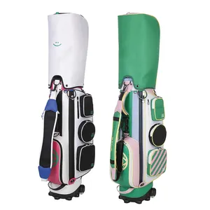 Custom Logo Waterproof Wheel Golf Staff Bag Pu Leather Golf Cart Bags