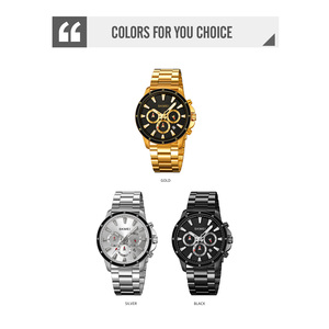Reloj cronógrafo redondo para hombre, reloj de pulsera de lujo de acero inoxidable, reloj de cuarzo resistente al agua 30M - Product Image 3