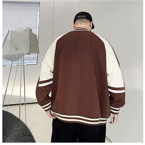 เสื้อแจ็คเก็ตเบสบอลแบรนด์แฟชั่นสไตล์เรโทรสำหรับผู้ชาย ฤดูใบไม้ผลิ ฤดูใบไม้ร่วง ไซส์ใหญ่พิเศษ ทรงหลวม สวมใส่สบาย คอตั้ง - Product Image 1