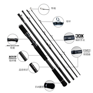 Canne à pêche Daiwa Black Label 5m 5 brins, action moyenne rapide, pour la pêche au bar, portable, multi-sections, en fibre de carbone - Product Image 1