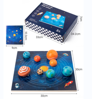 Puzzle planétaires du système solaire en bois Montessori 3D – Jeu d'association sphérique pour l'astronomie et la science – Kit éducatif pour tout-petits