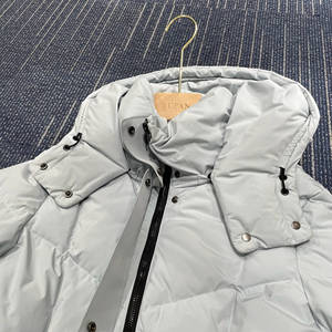Chaqueta de Plumón <span class=keywords><strong>con</strong></span> <span class=keywords><strong>Capucha</strong></span> Gris Claro, Cintura Ajustable <span class=keywords><strong>con</strong></span> Cordón, Bolsillos <span class=keywords><strong>con</strong></span> Cremallera y Cierre a Presión, Corte Ajustado, Abrigo Cálido de Invierno, Venta al Por Mayor - Product Image 3