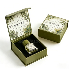 Custom Eco-Friendly 30ml Mini Travel Size <strong>Perfume</strong> Magnetic Rigid Box With Green Leaf Design Fragrance Gift Packaging For Her/Him - Product Image 1