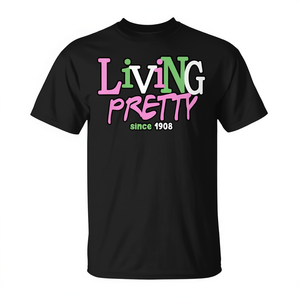 T-shirt Living Pretty Since 1908 a maniche corte, girocollo, unisex, per adulti, promozionale - Product Image 3