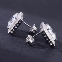 ABIDING Gioielli in Oro Vero, Orecchini a Perno con Diamante Coltivato in Laboratorio Taglio Principessa, Doppio Halo Quadrato, Personalizzabili, Vendita all'Ingrosso