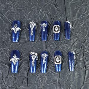 Uñas postizas de lujo acrílicas con diseño de estrella, mariposa y flores, extra largas, de cobertura completa, hechas a mano, precio de fábrica al por mayor. - Product Image 1