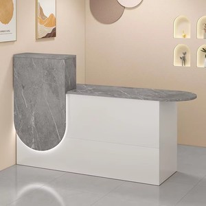 เคาน์เตอร์ไม้สมัยใหม่พร้อมไฟ LED สำหรับเคาน์เตอร์ต้อนรับบริษัทและใช้ในบาร์ขนาดเล็ก - Product Image 3