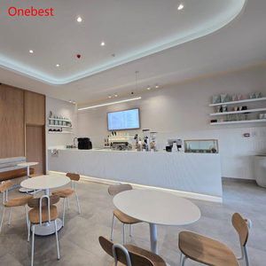 Set di Banconi <span class=keywords><strong>Bar</strong></span> in Pietra di Quarzo Corian e Marmo per Hotel, Sedie da <span class=keywords><strong>Bar</strong></span> Moderne Bianche per Caffetterie - Product Image 5