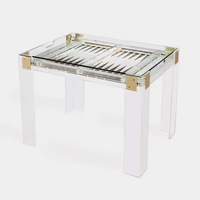 Table de jeu de luxe carrée en acrylique de style italien avec cartes RFID pour divertissement familial, Tic-Tac-Toe, Backgammon, personnalisable
