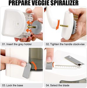Spiralizzatore per Verdure 4-in-1 con Lama Rotante, Taglia Verdure a Spirale con Ventosa Potente, Affettatrice per <span class=keywords><strong>Zucchine</strong></span> e Verdure - Product Image 6