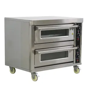 Peralatan memanggang roti, mesin pizza 2 dek ganda, oven elektrik batu us, oven pizza, 2 dek/roti, harga peralatan