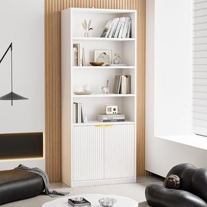 Estantería alta <span class=keywords><strong>con</strong></span> puerta, estante de exhibición de estantería de pie, <span class=keywords><strong>muebles</strong></span> de decoración del hogar <span class=keywords><strong>para</strong></span> sala de estar - Product Image 1