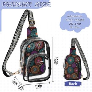 Neon Graffiti <b>Clear</b> Sling <b>Bag</b>, Sports Bike Print Crossbody Chest Pack, 18*26cm Polyester Adjustable Transparent Shoulder <b>Bag</b> - Product Image 2