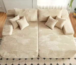 ATUNUS Nordic Apartment Living Room Modular Corduroy Lounge Recliner <strong>Sofa</strong> <strong>Bed</strong> with High Density Sponge <strong>Black</strong> Single Seat - Product Image 3