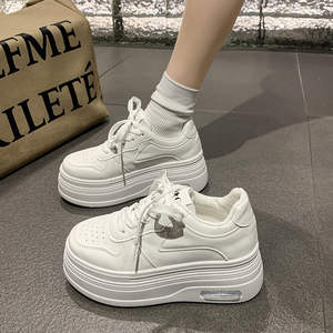QLFashion chaussures blanches augmentées à semelles épaisses femmes 2024 nouvelles Explosions <span class=keywords><strong>talon</strong></span> <span class=keywords><strong>compensé</strong></span> plate-forme respirant mode baskets décontractées Al - Product Image 4