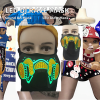 Masque LED en PVC semi-transparent pour DJ et événements festifs, activé par le son, idéal pour les fêtes de Noël (vente en gros)