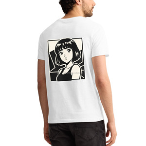 T-shirt rétro des années 90 avec imprimé de fille anime au dos, t-shirt classique japonais <span class=keywords><strong>manga</strong></span> pour hommes, vêtements de rue Harajuku, haut décontracté à manches courtes - Product Image 2
