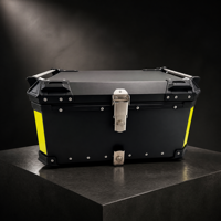 Boîte à bagages arrière pour moto en alliage d'aluminium noir 65L, vente en gros d'usine, boîte de rangement étanche pour accessoires de voyage en moto