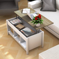 Japandi chinois moderne table basse à plateau relevable réglable en hauteur avec concepteur de stockage de livres pour le salon
