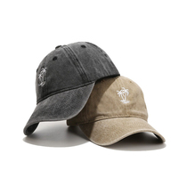 Sombrero de camionero de algodón Retro Vintage con logotipo personalizado, gorras ajustables con bordado de cocotero, gorras Snapback, gorra de béisbol lavada