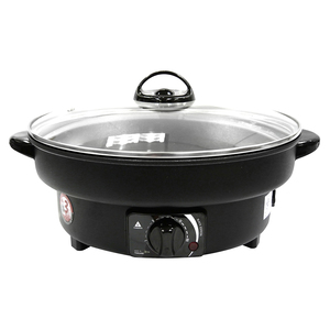 Sartén Eléctrica HANABISHI de 12 Pulgadas y 1000W, Color Negro Mate, Tapa de Vidrio Antiadherente, Capacidad de 2.5L, Modelo HGP-39, Multifunción, para Uso en Exteriores y en el Hogar - Product Image 1