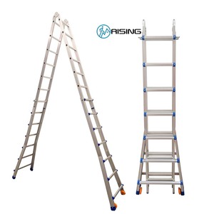 Échelle <span class=keywords><strong>télescopique</strong></span> moderne Rising RS-L407, durable, multi-positions, pieds évasés en aluminium, capacité de charge de 150 kg, conforme à la norme EN131 - Product Image 1