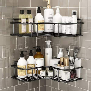 Moderne Aluminium Badkamer Plank Aan De Muur Gemonteerde Hoek Opslag Planken Shampoo Cosmetische Rack Ijzeren Douche Afvoermand Organizer - Product Image 3