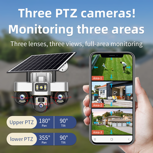 Regis ba ống kính năng lượng mặt trời Camera An Ninh 3 màn hình tất cả 3 ptzs xoay ứng dụng con người phát hiện LTE 4G Sim tầm nhìn ban đêm được xây dựng trong mic - Product Image 2